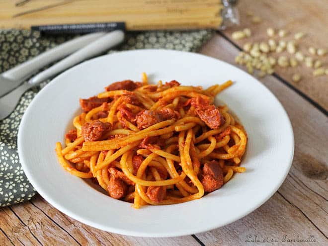 Spaghettis poivrons gésiers,spaghetti aux poivrons grillés,spaghettis aux poivrons