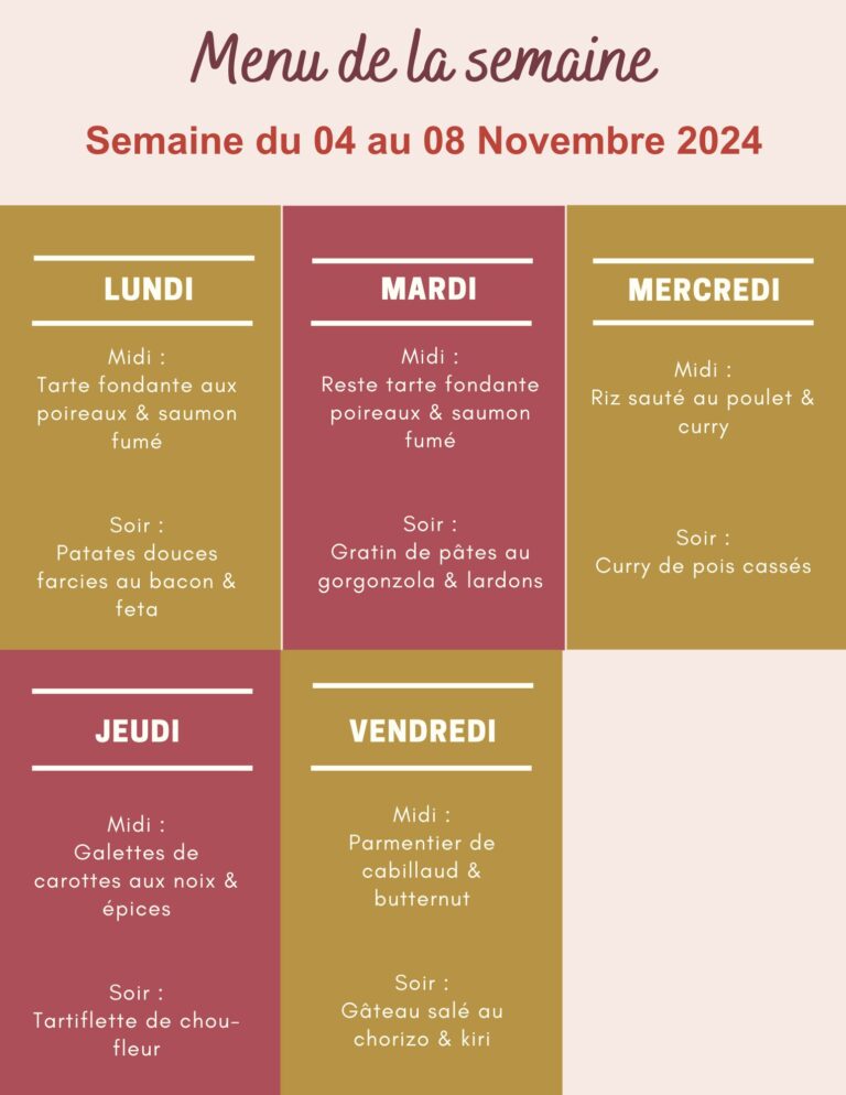 Menu de la semaine du 04 au 08 novembre 2024,menu de la semaine,menu de la semaine équilibré,menu de la semaine famille,menu de la semaine pas cher,menu semaine,menu semaine équilibré,menu semaine famille,menu semaine novembre,idee menu semaine novembre,menu semaine famille novembre