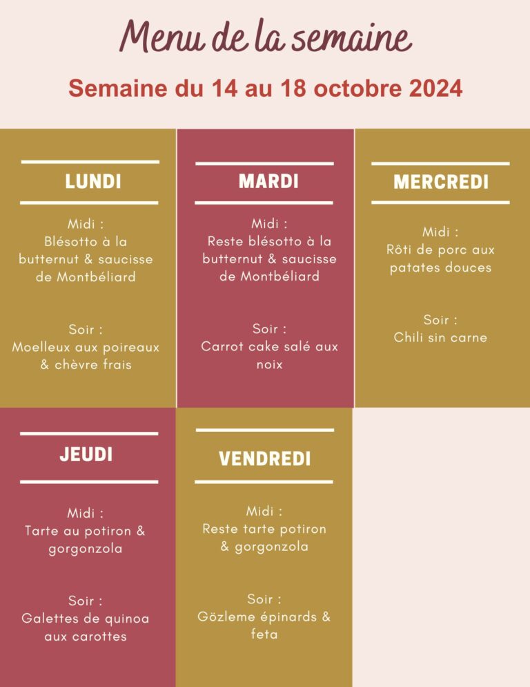 Menu de la semaine du 14 au 18 octobre,menu de la semaine octobre,Menu de la semaine du 14 au 18 octobre 2024,menu de la semaine équilibré,menu de la semaine à imprimer,menu de la semaine pas cher,menu de la semaine famille,Menu de la semaine,menu semaine,menu semaine octobre,menu semaine famille,menu semaine facile et rapide,menu semaine équilibré