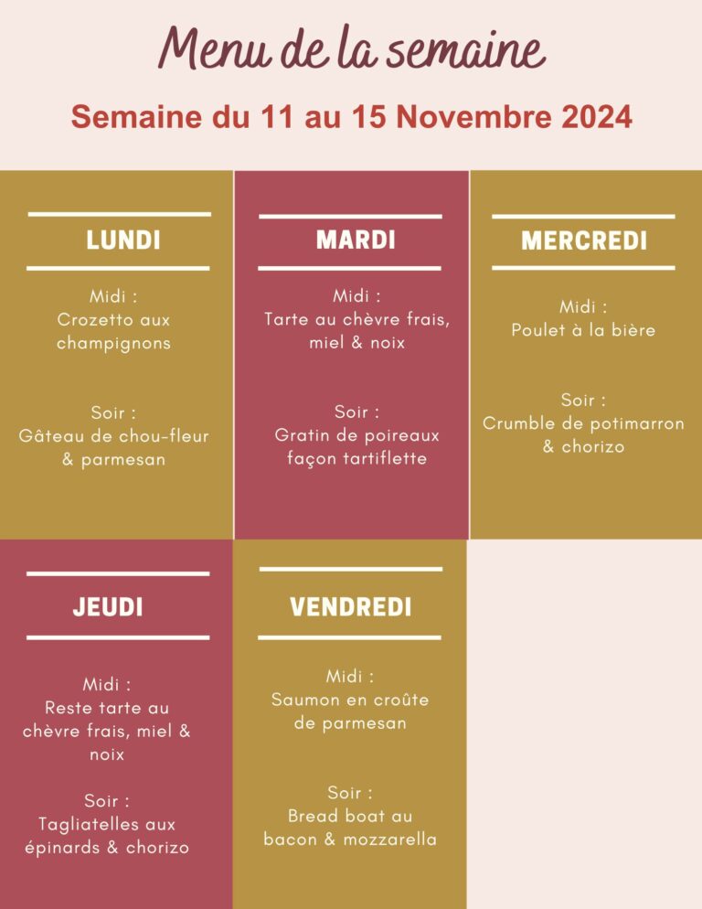 Menu de la semaine du 11 au 15 novembre 2024,menu de la semaine,menu de la semaine à imprimer,menu de la semaine famille,menu de la semaine pas cher,menu de la semaine équilibré,menu semaine,menu semaine famille,menu semaine équilibré,menu semaine famille 4 personnes,menu semaine novembre