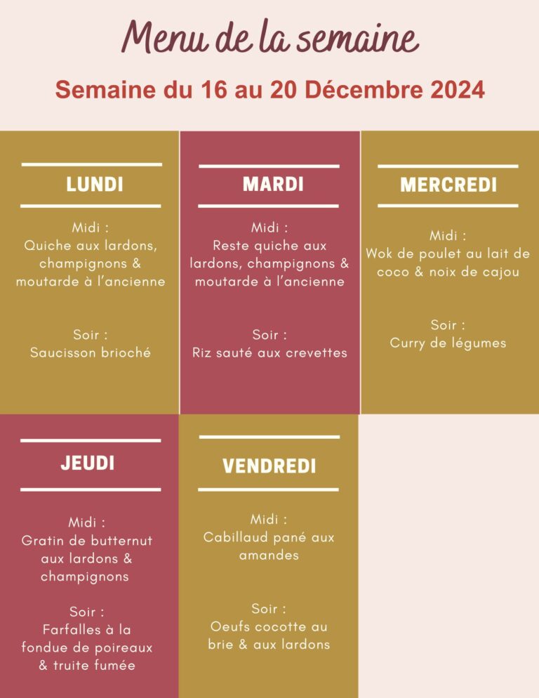 Menu de la semaine du 16 au 20 décembre 2024,menu de la semaine,menu de la semaine famille,menu de la semaine à imprimer,menu de la semaine pas cher,menu de la semaine décembre 2024,menu de la semaine décembre